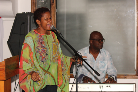 Ruth Osman Rose performs, with Raf Robertson accompanying her on keyboard.