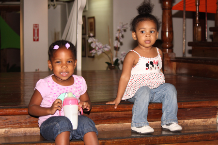 Two of Paper Based's youngest readers share a moment after all the evening's formalities!